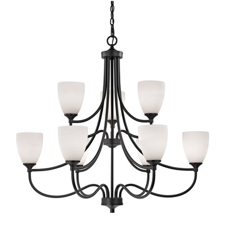 THOMAS Arlington 9Light Chandelier in Oil Rubbed Bronze with White Glass 2009CH/10